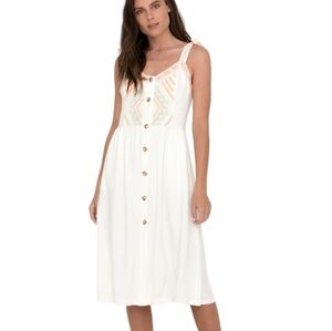 Miss Me Embroidered Midi Dress Ivory Size M Medium‎